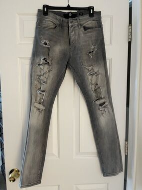 Jordan Craig Men's Distressed Grey Slim Fit Jeans